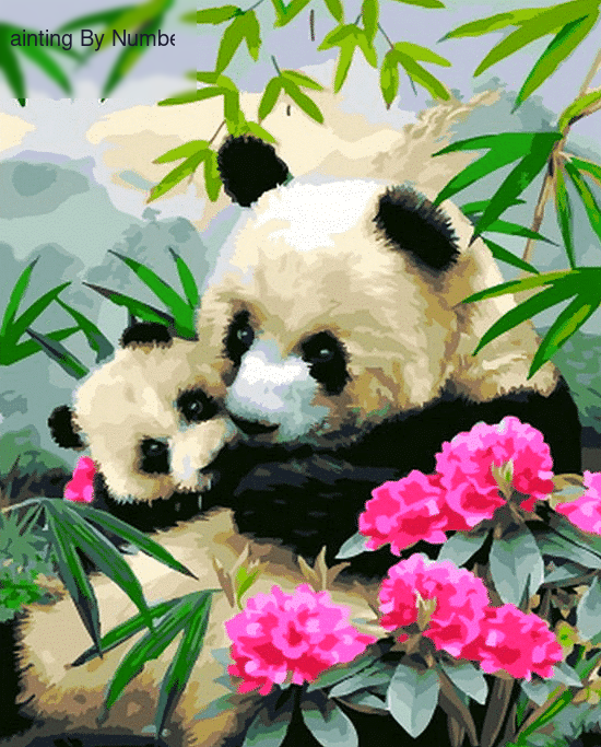 Panda Mom Paint by Numbers Kit - DIY Art