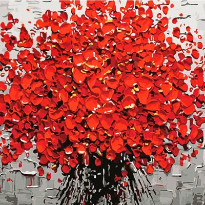 Red Fire Flowers Paint by Numbers Kit - DIY Art