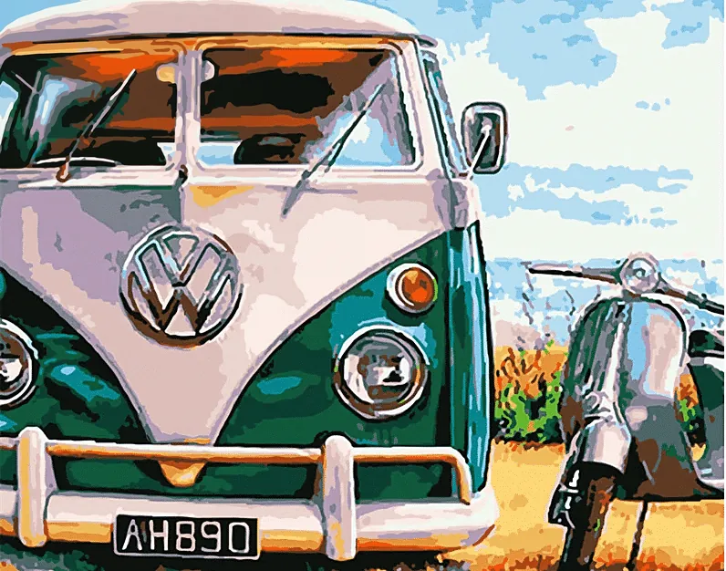 Retro Van Still Life Paint by Numbers Kit - DIY Art