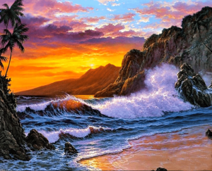 Seaside Sunrise Scenery Paint by Numbers Kit - DIY Art