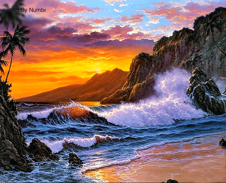 Seaside Sunrise Scenery Paint by Numbers Kit - DIY Art