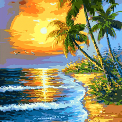Sunset Beach Paint by Numbers Kit - DIY Art