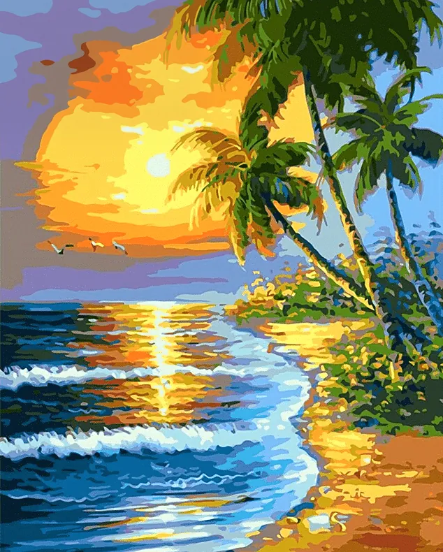 Sunset Beach Paint by Numbers Kit - DIY Art