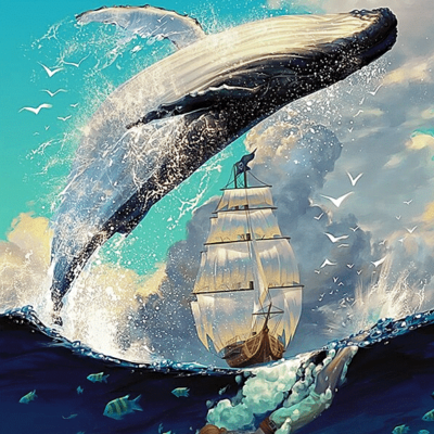 Whale Sailing Scenery Paint by Numbers Kit - DIY Art