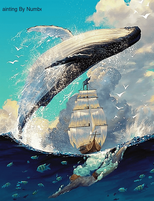 Whale Sailing Scenery Paint by Numbers Kit - DIY Art