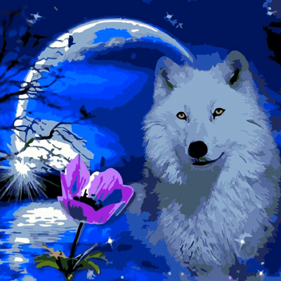 Wolf Moonlight Paint by Numbers Kit - DIY Art