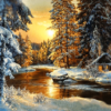 Landscape Snow Sunset Paint by Numbers Kit
