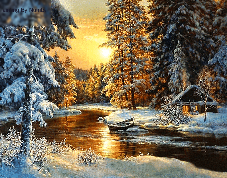Landscape Snow Sunset Paint by Numbers Kit - DIY Art