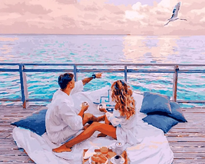 Seaside Couple Scenery Paint by Numbers Kit