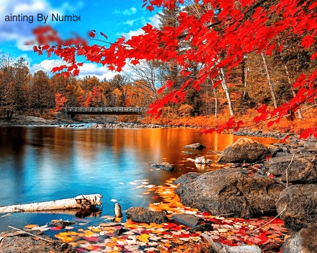 Paint By Numbers Kit Red Landscape - Painting By Number