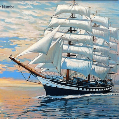 Sailing Ship Sunset Paint by Numbers Kit - DIY Art