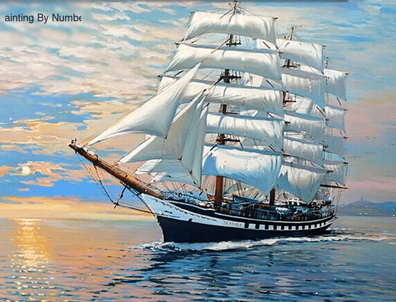 Sailing Ship Sunset Paint by Numbers Kit - DIY Art