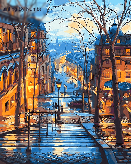 Paint By Numbers Kit Landscape Street - Painting By Number