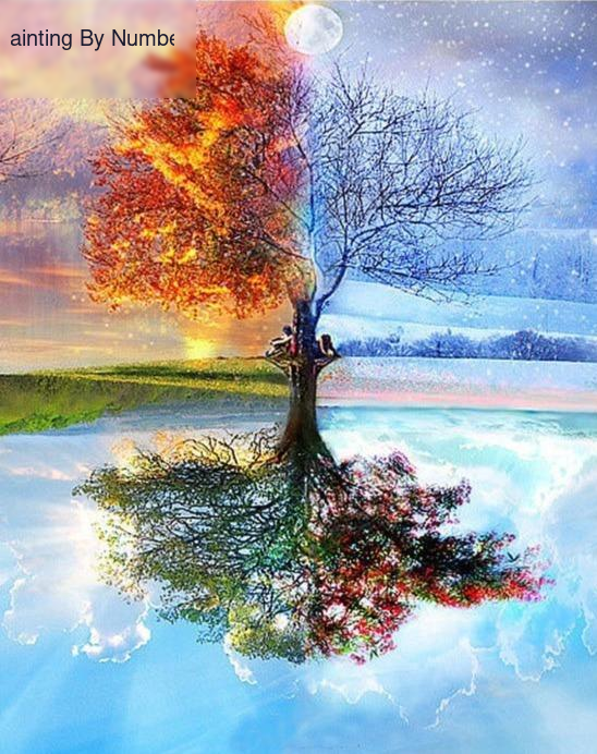 Paint By Numbers Kit Abstract Season Tree - Painting By Number