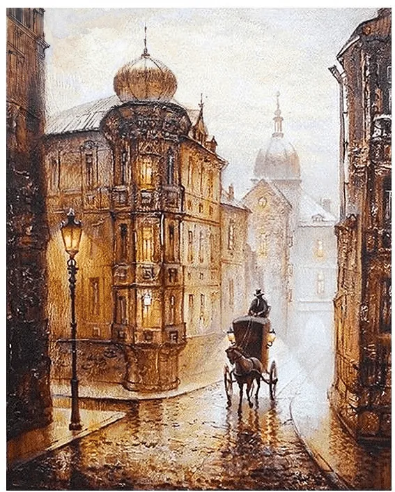 Kit de Peinture par Numéros Rue Européenne Vintage pour Adultes